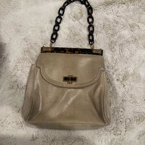 Tory Burch satchel resin tortoise chain handle